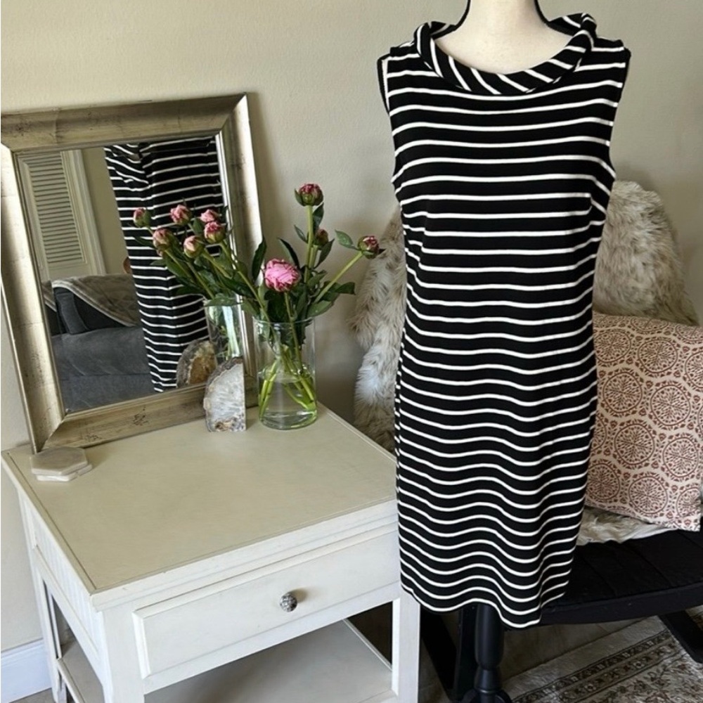 TEAL and White Striped Dress